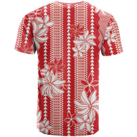 Hawaii Kakau Tribal T Shirt With Red Tiare