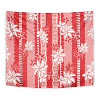 Hawaii Kakau Tribal Tapestry With Red Tiare