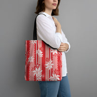 Hawaii Kakau Tribal Tote Bag With Red Tiare