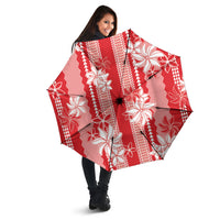 Hawaii Kakau Tribal Umbrella With Red Tiare
