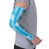 Hawaii Kakau Tribal Arm Sleeves With Blue Tiare