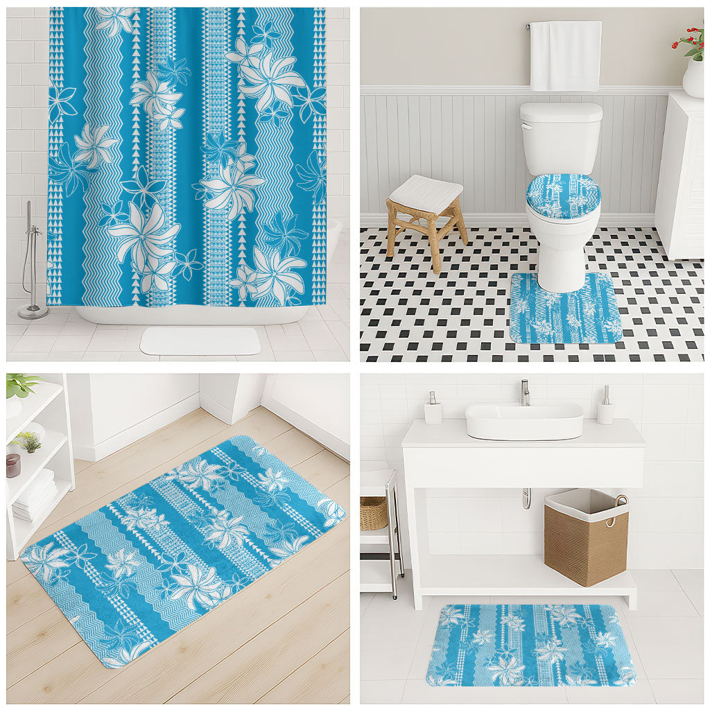Hawaii Kakau Tribal Bathroom Set With Blue Tiare