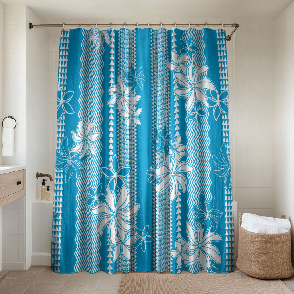 Hawaii Kakau Tribal Bathroom Set With Blue Tiare