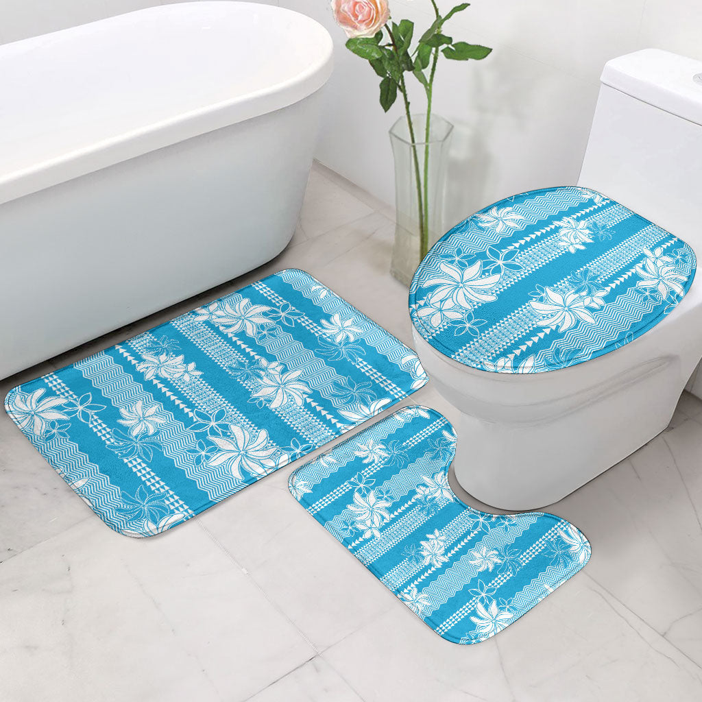 Hawaii Kakau Tribal Bathroom Set With Blue Tiare