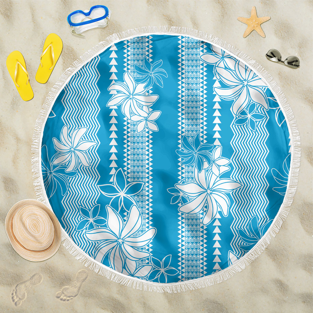 Hawaii Kakau Tribal Beach Blanket With Blue Tiare