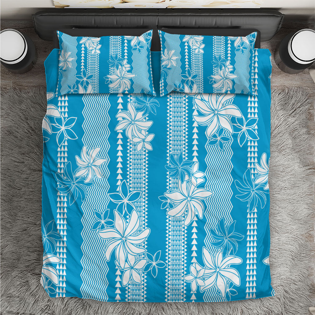 Hawaii Kakau Tribal Bedding Set With Blue Tiare