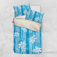 Hawaii Kakau Tribal Bedding Set With Blue Tiare