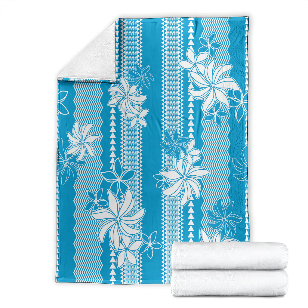 Hawaii Kakau Tribal Blanket With Blue Tiare