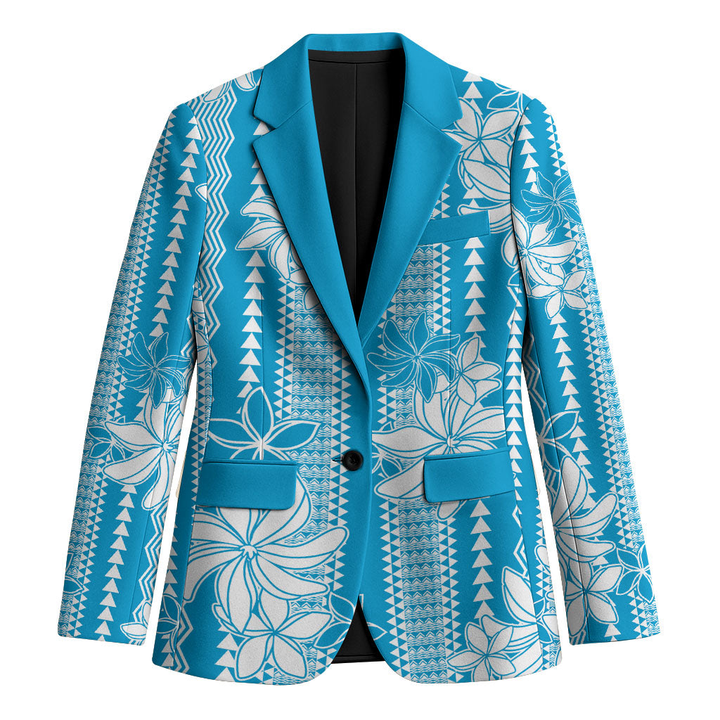 Hawaii Kakau Tribal Blazer With Blue Tiare