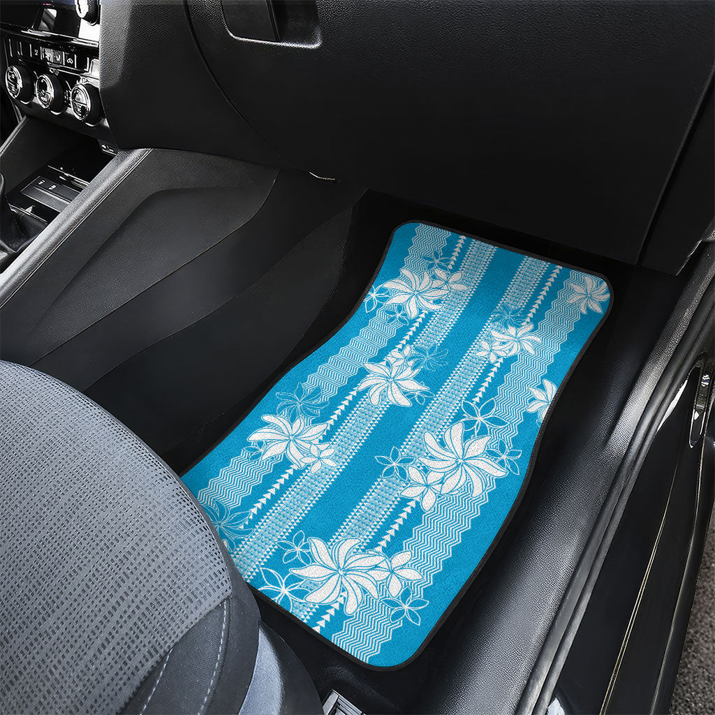 Hawaii Kakau Tribal Car Mats With Blue Tiare