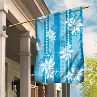 Hawaii Kakau Tribal Garden Flag With Blue Tiare