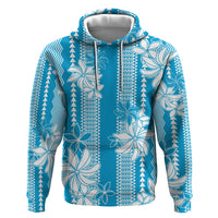 Hawaii Kakau Tribal Hoodie With Blue Tiare