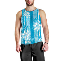 Hawaii Kakau Tribal Men Tank Top With Blue Tiare