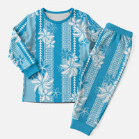 Hawaii Kakau Tribal Christmas Pajama Set With Blue Tiare LT05 Men Blue - Polynesian Pride