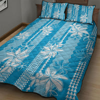 Hawaii Kakau Tribal Quilt Bed Set With Blue Tiare
