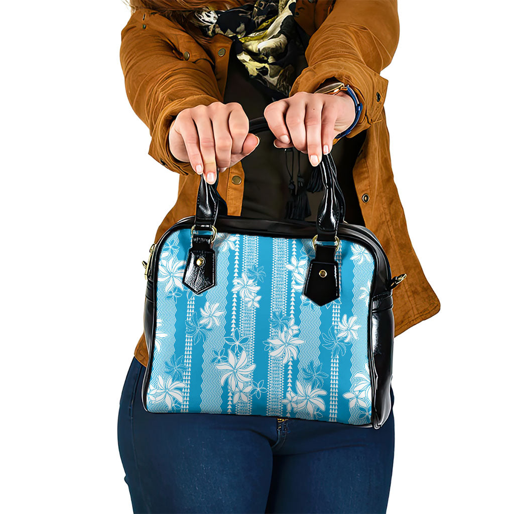 Hawaii Kakau Tribal Shoulder Handbag With Blue Tiare
