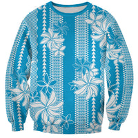 Hawaii Kakau Tribal Sweatshirt With Blue Tiare