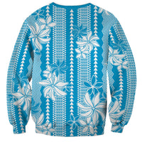 Hawaii Kakau Tribal Sweatshirt With Blue Tiare