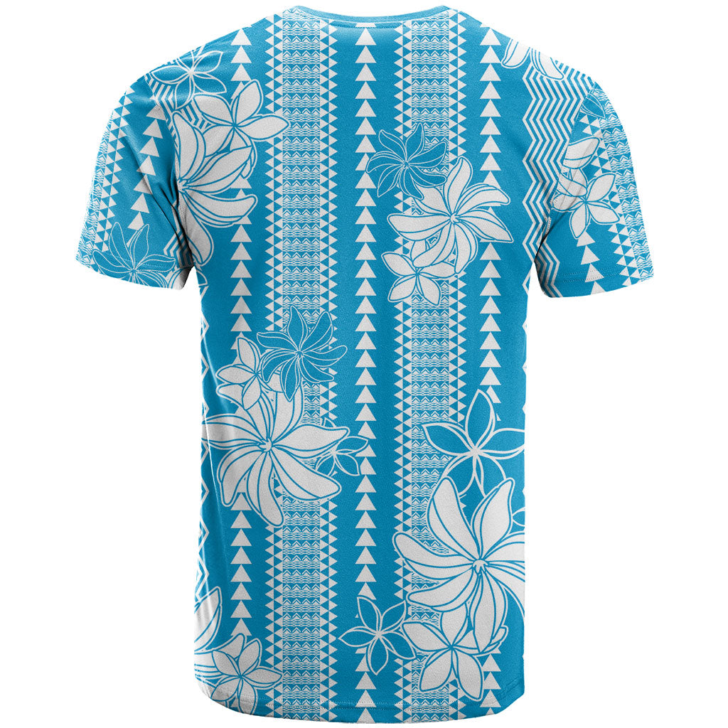 Hawaii Kakau Tribal T Shirt With Blue Tiare
