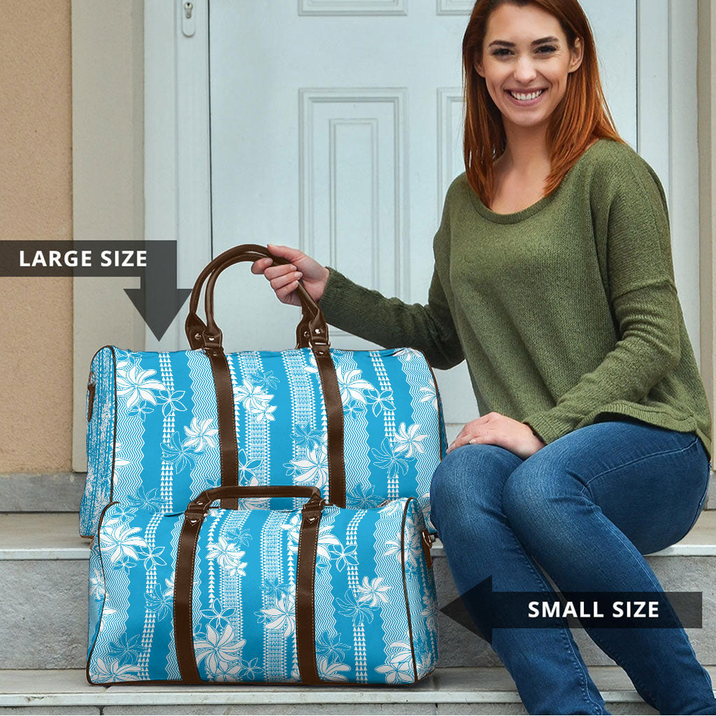 Hawaii Kakau Tribal Travel Bag With Blue Tiare