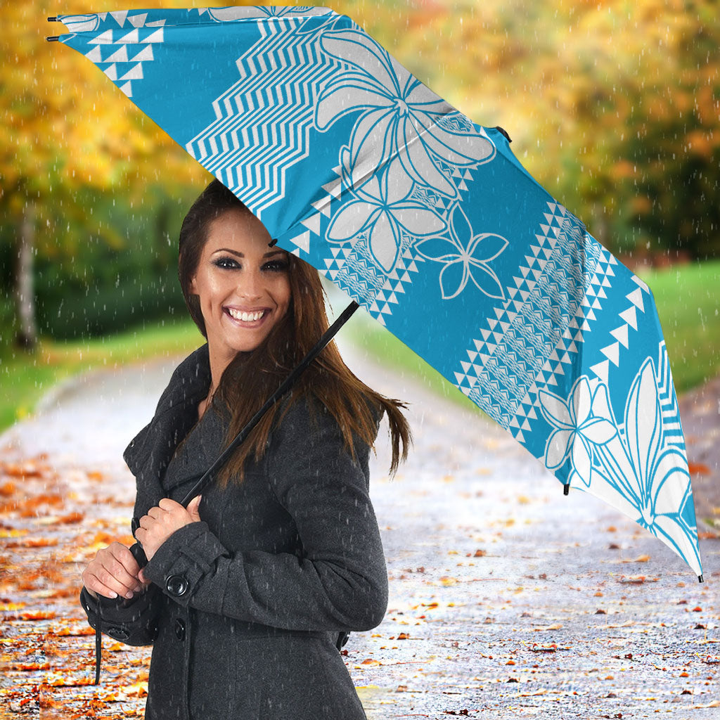 Hawaii Kakau Tribal Umbrella With Blue Tiare