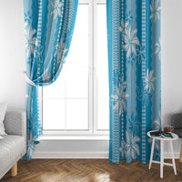 Hawaii Kakau Tribal Window Curtain With Blue Tiare
