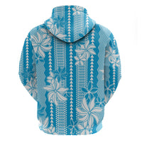 Hawaii Kakau Tribal Zip Hoodie With Blue Tiare