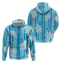 Hawaii Kakau Tribal Zip Hoodie With Blue Tiare