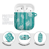 Hawaii Kakau Tribal AirPods Case With Teal Tiare