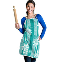 Hawaii Kakau Tribal Apron With Teal Tiare