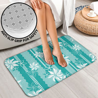 Hawaii Kakau Tribal Bathroom Set With Teal Tiare