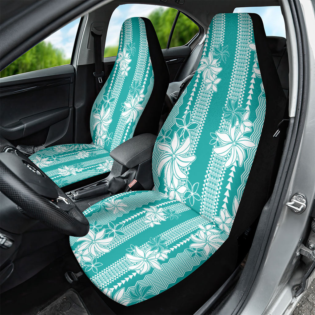 Hawaii Kakau Tribal Car Seat Cover With Teal Tiare