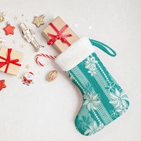 Hawaii Kakau Tribal Christmas Stocking With Teal Tiare LT05 - Polynesian Pride