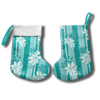 Hawaii Kakau Tribal Christmas Stocking With Teal Tiare LT05 - Polynesian Pride