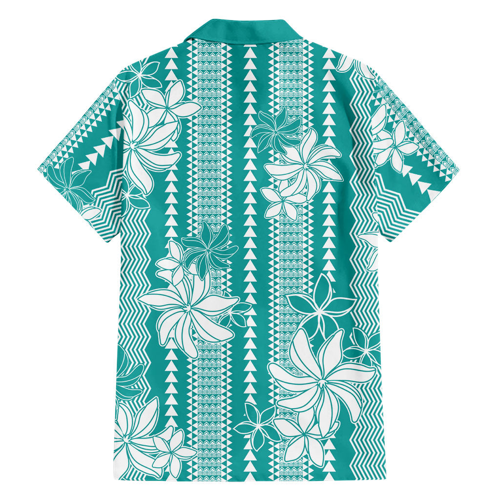 Hawaii Kakau Tribal Family Matching Mermaid Dress and Hawaiian Shirt With Teal Tiare