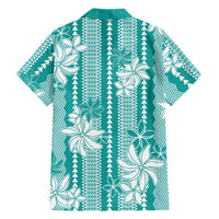 Hawaii Kakau Tribal Family Matching Mermaid Dress and Hawaiian Shirt With Teal Tiare