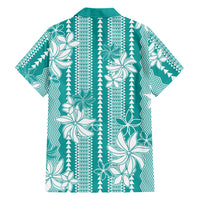 Hawaii Kakau Tribal Family Matching Summer Maxi Dress and Hawaiian Shirt With Teal Tiare