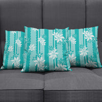 Hawaii Kakau Tribal Pillow Cover With Teal Tiare