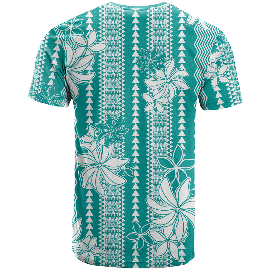 Hawaii Kakau Tribal T Shirt With Teal Tiare