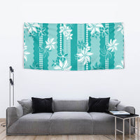 Hawaii Kakau Tribal Tapestry With Teal Tiare