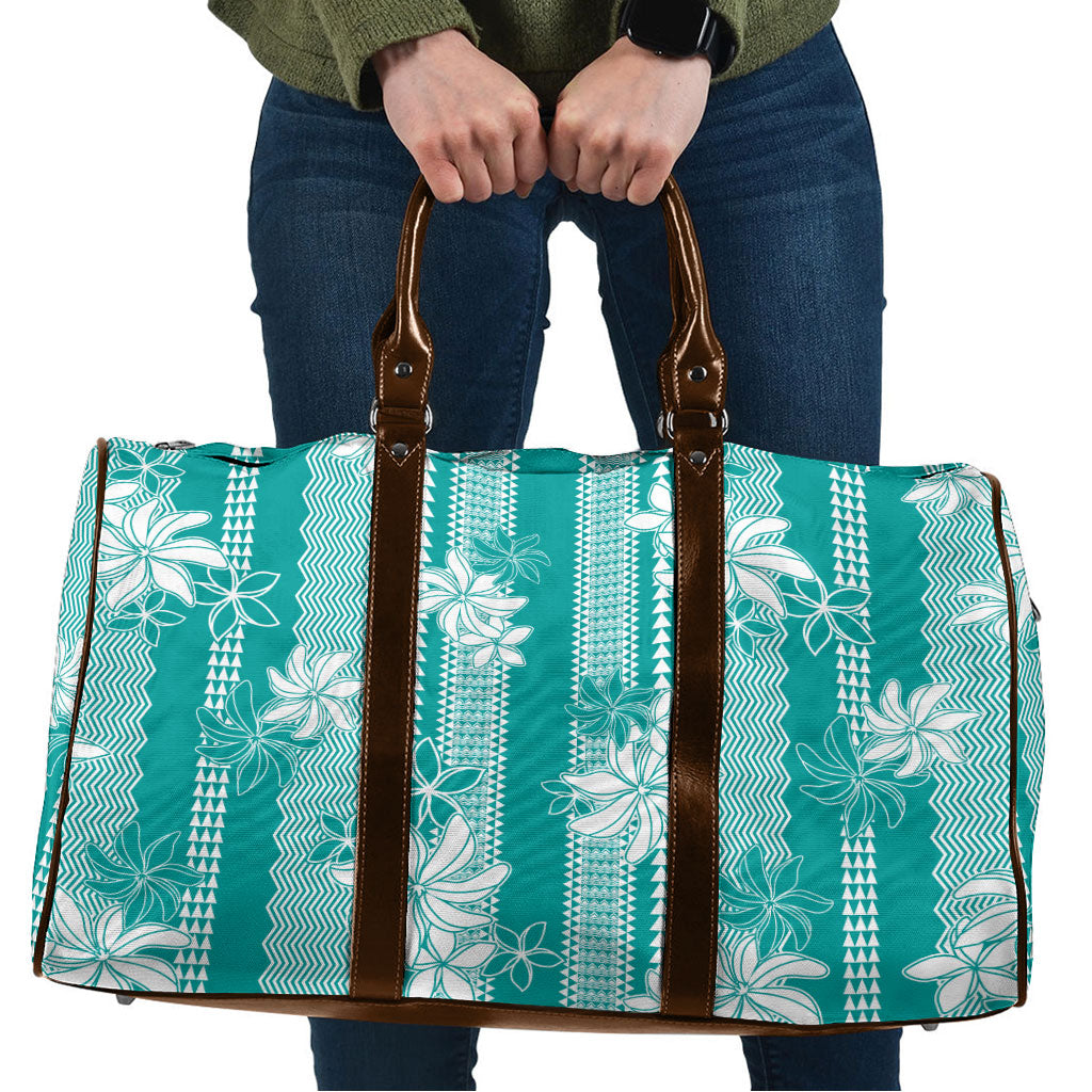 Hawaii Kakau Tribal Travel Bag With Teal Tiare