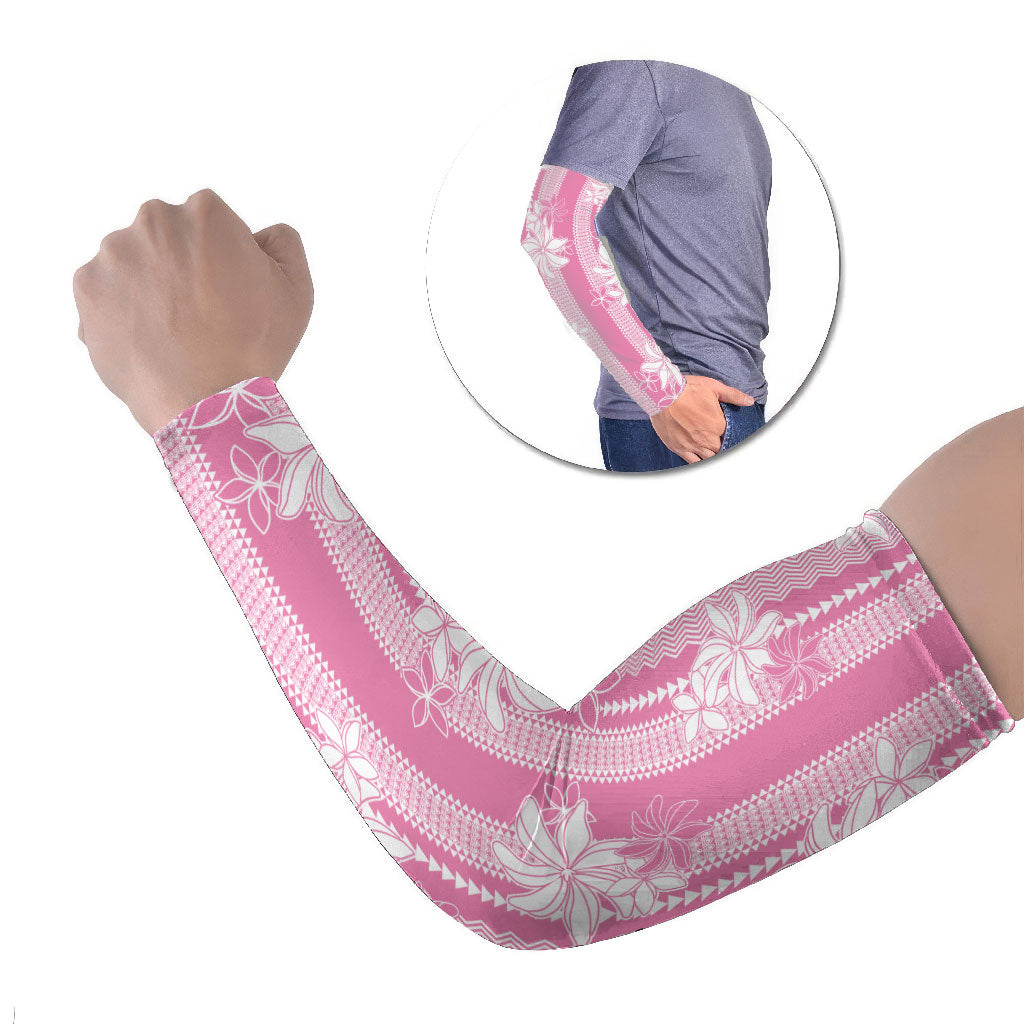 Hawaii Kakau Tribal Arm Sleeves With Pink Tiare