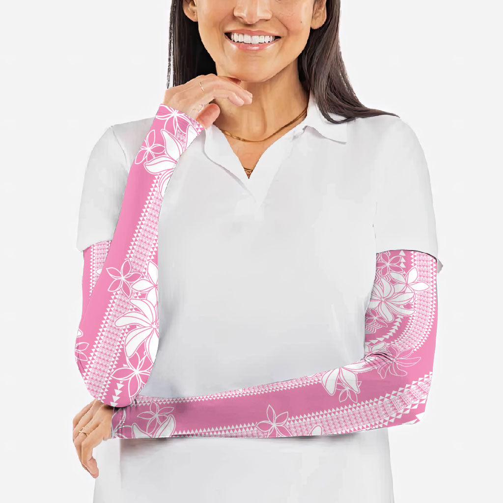 Hawaii Kakau Tribal Arm Sleeves With Pink Tiare