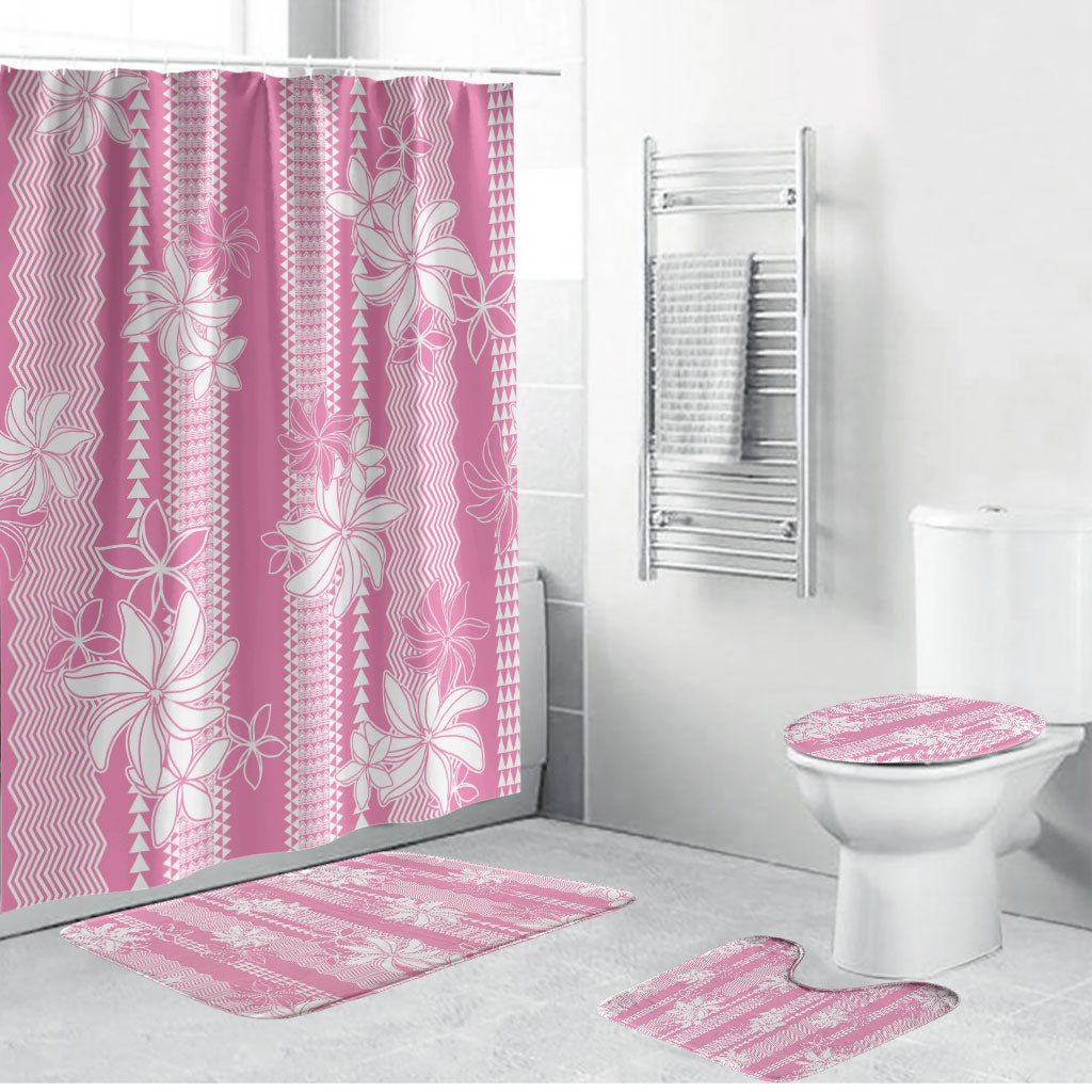 Hawaii Kakau Tribal Bathroom Set With Pink Tiare