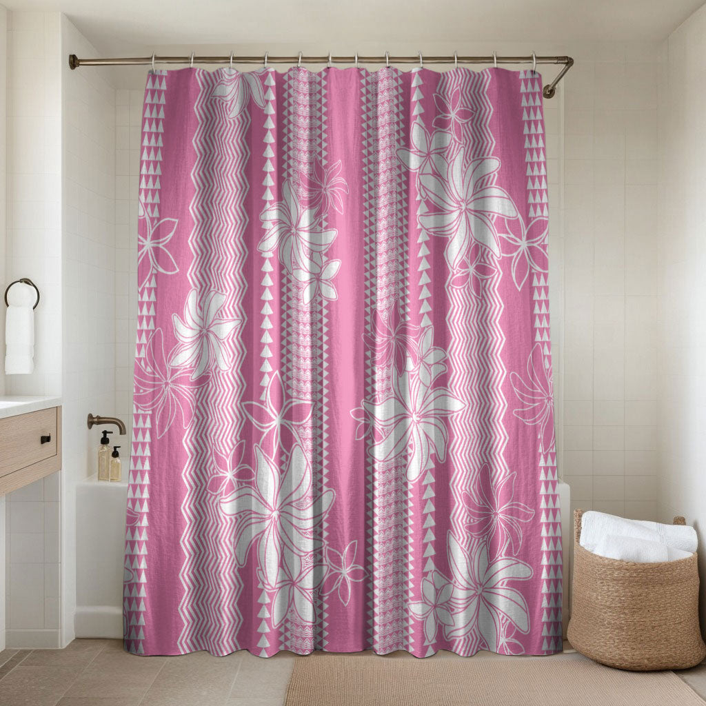 Hawaii Kakau Tribal Bathroom Set With Pink Tiare