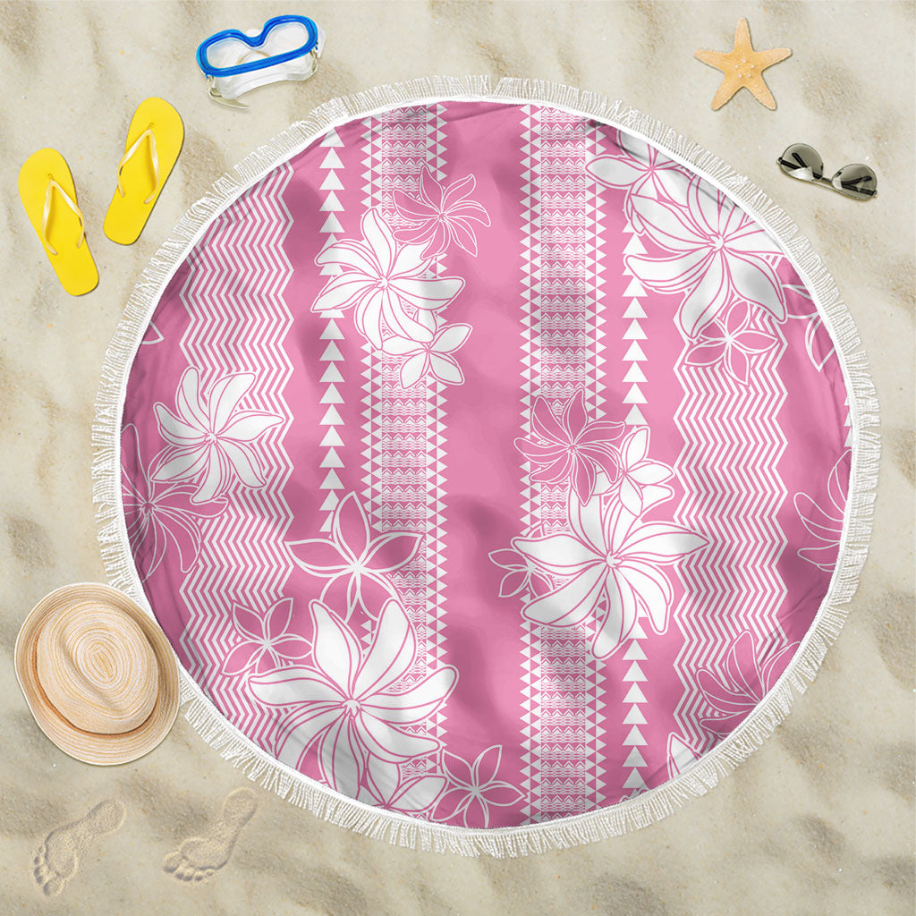 Hawaii Kakau Tribal Beach Blanket With Pink Tiare