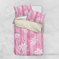 Hawaii Kakau Tribal Bedding Set With Pink Tiare