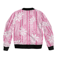 Hawaii Kakau Tribal Bomber Jacket With Pink Tiare