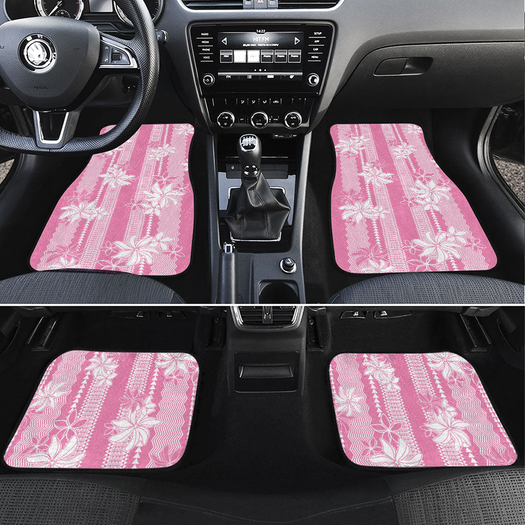 Hawaii Kakau Tribal Car Mats With Pink Tiare