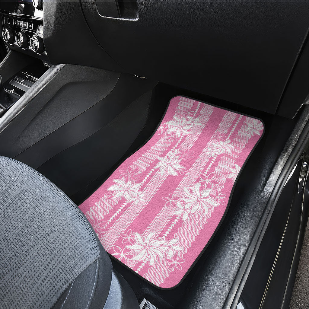 Hawaii Kakau Tribal Car Mats With Pink Tiare